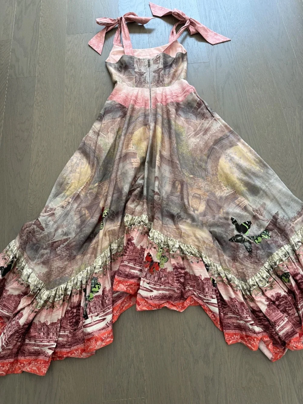 Alice + Olivia Rosalee Versailles Corset Pink Tie Maxi Dress Bustier - Size 2 - Picture 7 of 10